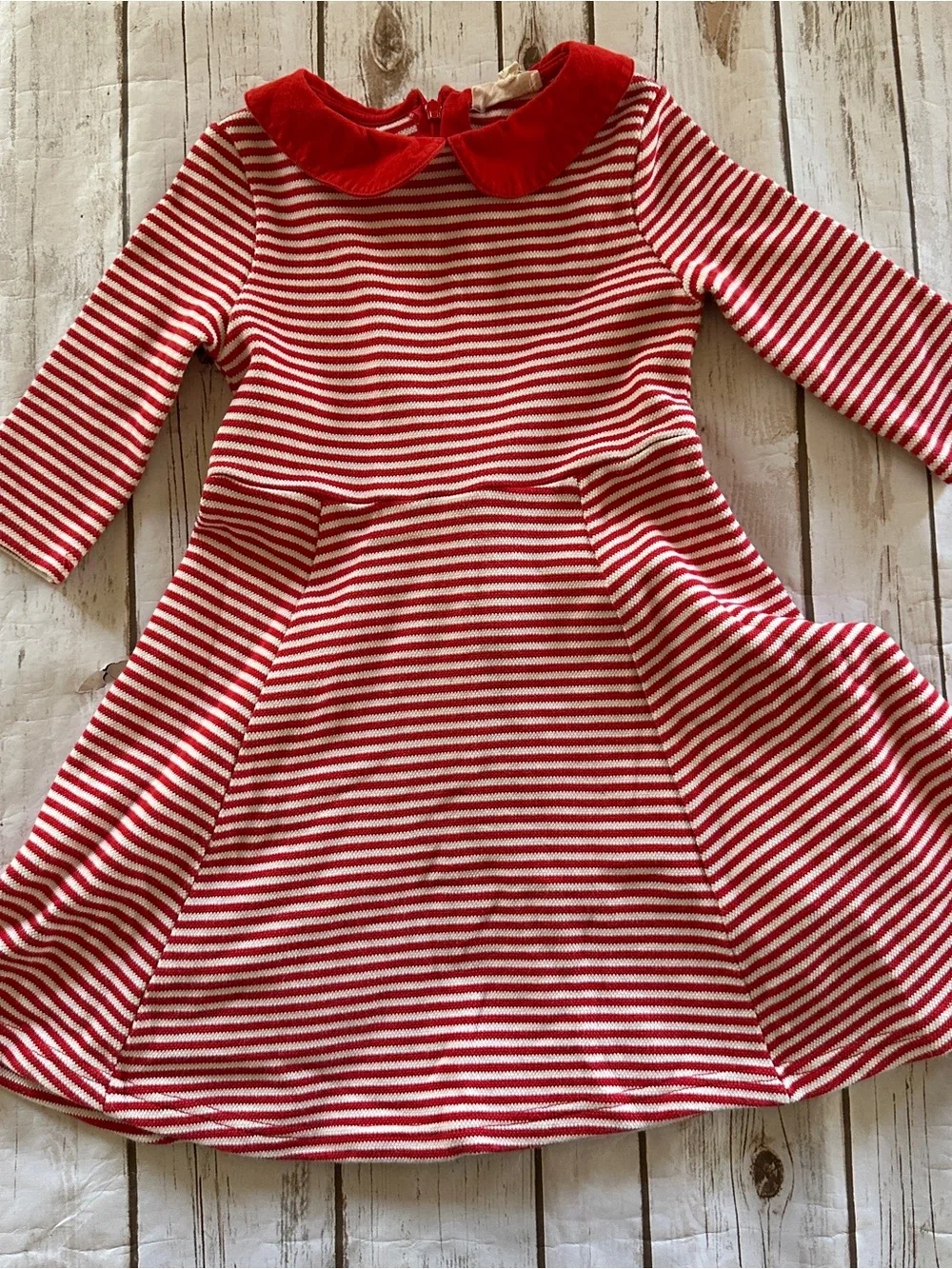 Mini Boden red and white striped dress